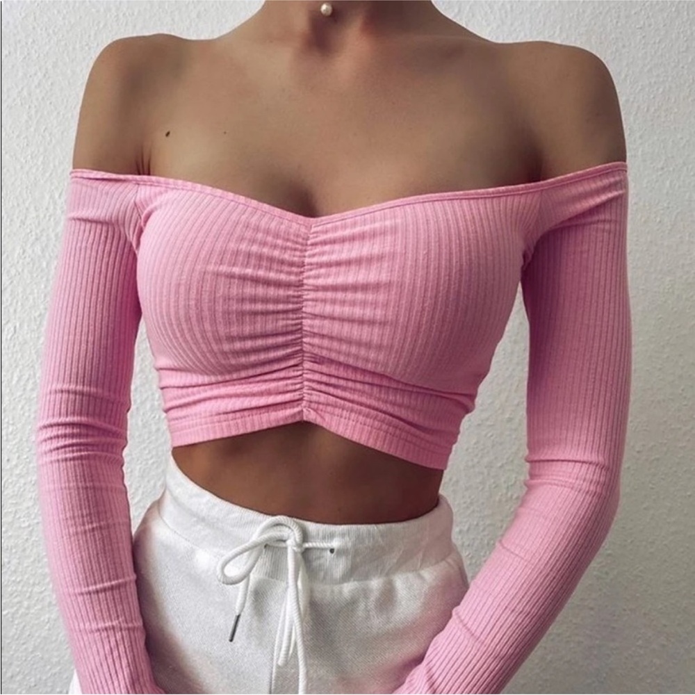 pink crop top